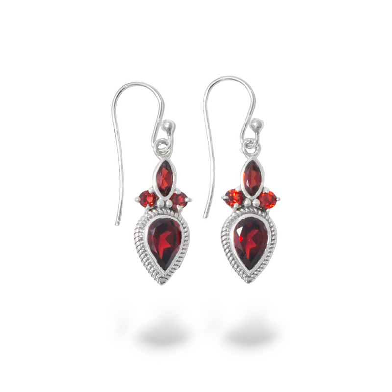 Sterling Silver Garnet Earrings SSER199