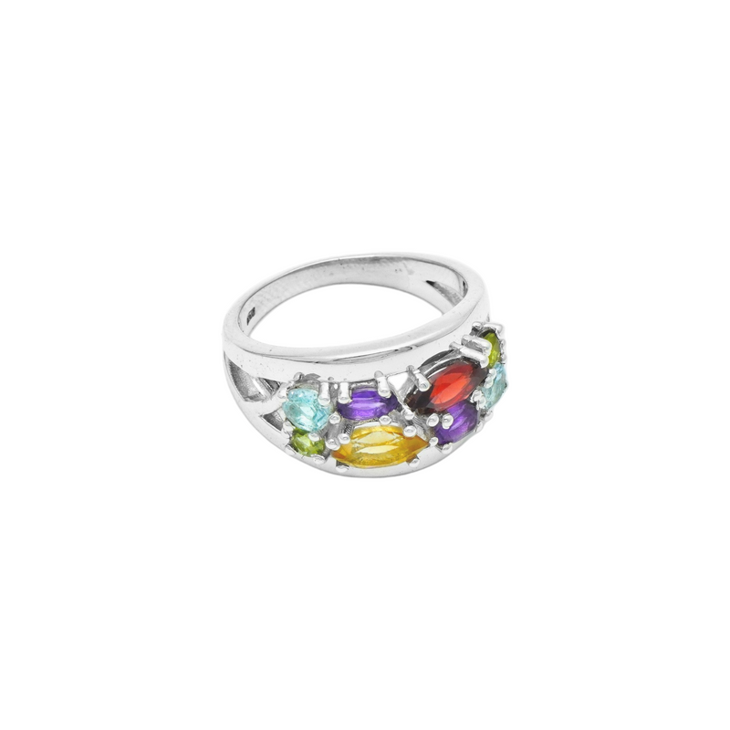 Sterling Silver Multi Gemstone Ring SSR318