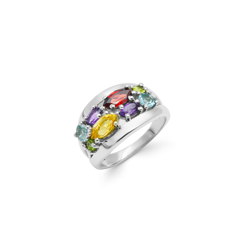 Sterling Silver Multi Gemstone Ring SSR318