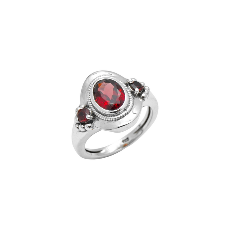 Sterling Silver Garnet Ring SSR321
