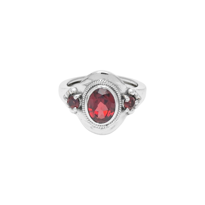 Sterling Silver Garnet Ring SSR321