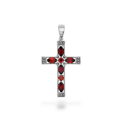 Sterling Silver Garnet Cross Pendant SSP198