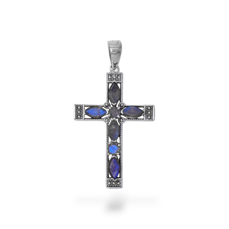 Sterling Silver Labradorite Cross Pendant SSP198