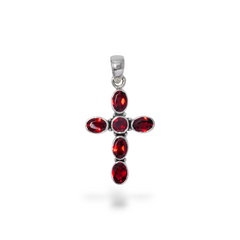 Sterling Silver garnet Cross Pendant SSP224