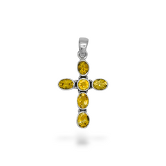 Sterling Silver Citrine Cross Pendant SSP224