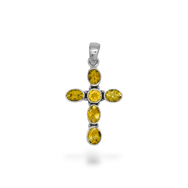Sterling Silver Citrine Cross Pendant SSP224