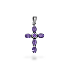 Sterling Silver Amethyst Cross Pendant SSP224