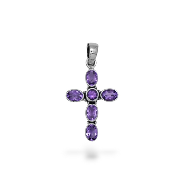 Sterling Silver Amethyst Cross Pendant SSP224