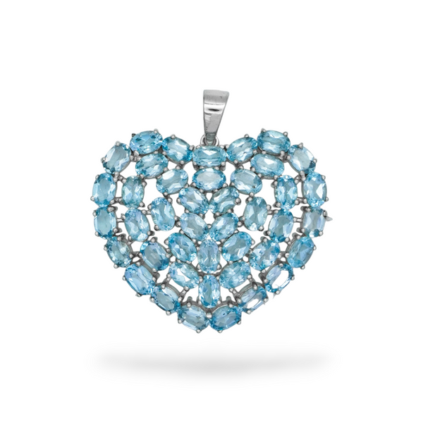 Sterling Silver Blue Topaz Heart Pendant SSP197