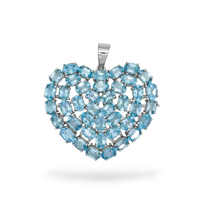 Sterling Silver Blue Topaz Heart Pendant SSP197