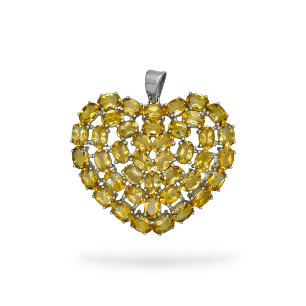 Sterling Silver Citrine Heart Pendant SSP197