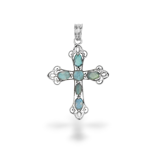 Sterling Silver Labradorite Cross Pendant SSP199