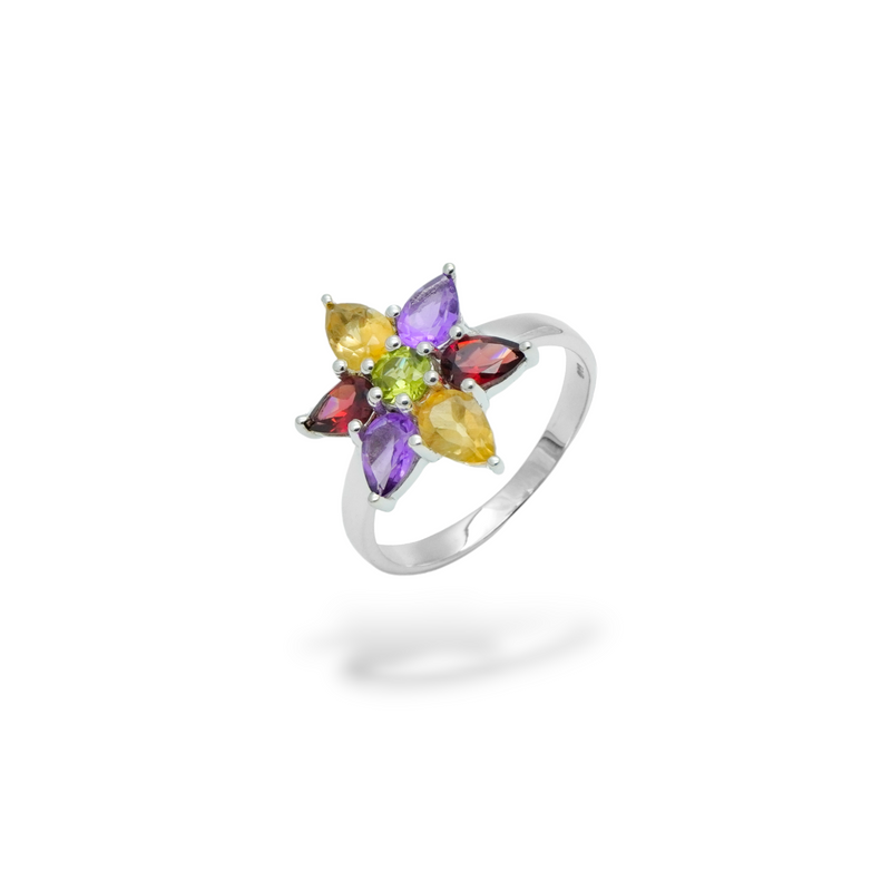 Sterling Silver Multi Gemstone Ring SSR153