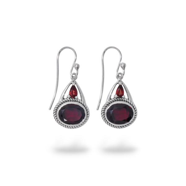 Sterling Silver Garnet Earrings SSER200