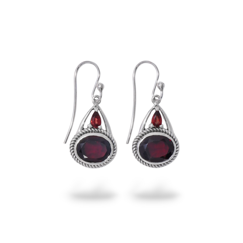 Sterling Silver Garnet Earrings SSER200