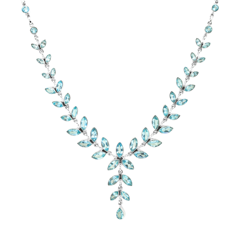 Sterling Silver Blue Topaz Necklace SSN10