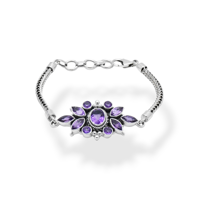 Sterling Silver Amethyst Bracelet SSBR26