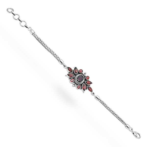 Sterling Silver Garnet Bracelet SSBR26