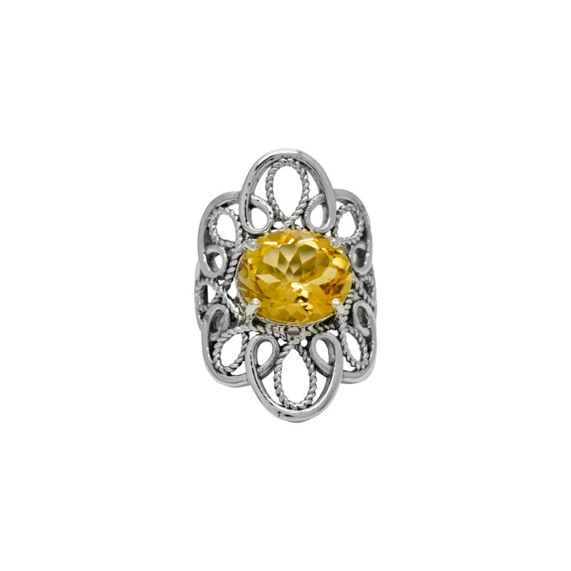Sterling Silver Citrine Ring SSR319