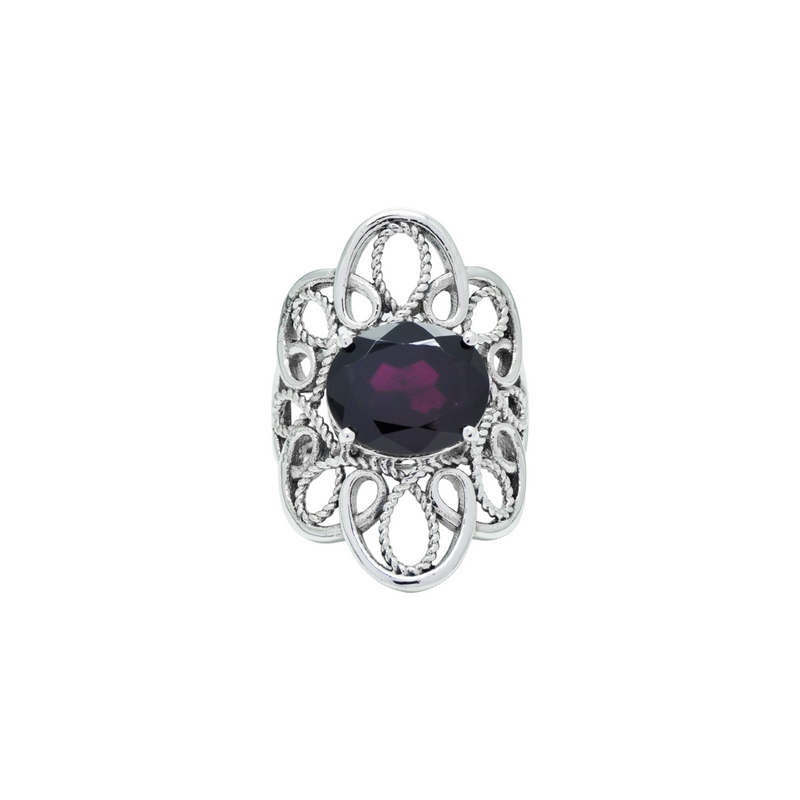 Sterling Silver Garnet Ring SSR319