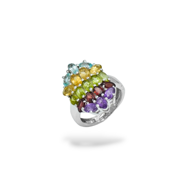Sterling Silver Multi Gemstone Ring SSR54