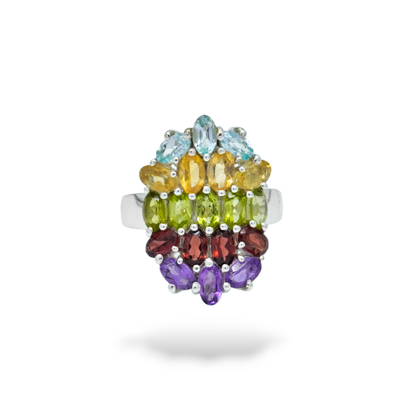Sterling Silver Multi Gemstone Ring SSR54