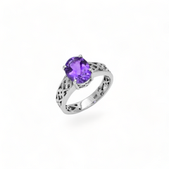 Sterling Silver Amethyst Ring SSR100