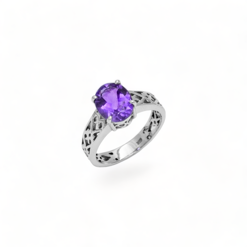 Sterling Silver Amethyst Ring SSR100