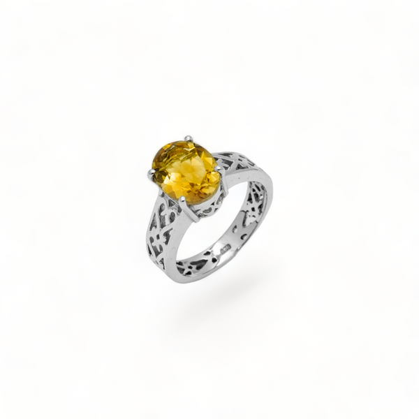 Sterling Silver Citrine Ring SSR100