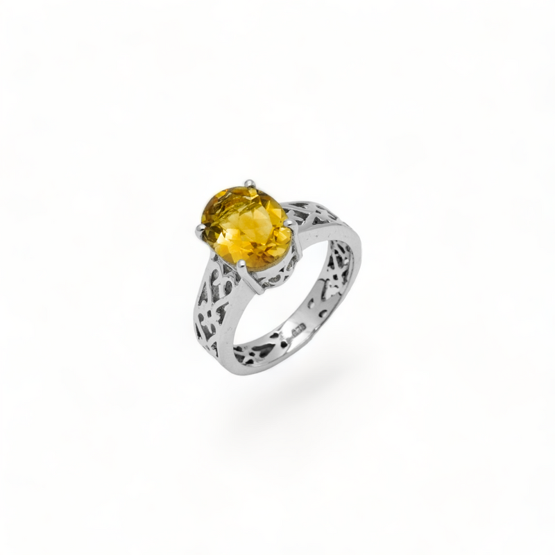 Sterling Silver Citrine Ring SSR100