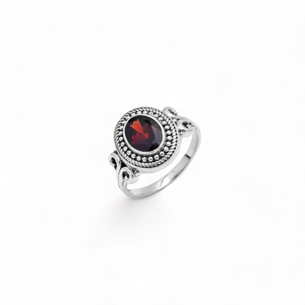 Sterling Silver Garnet Ring SSR327