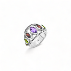 Sterling Silver Multi Gemstone Ring SSR228