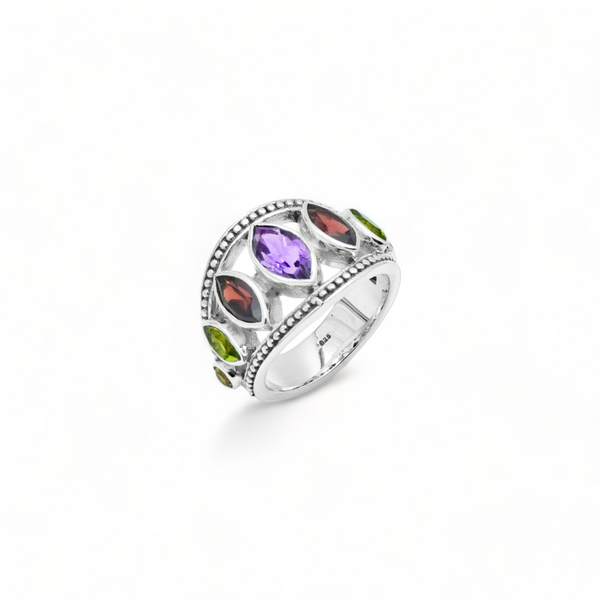 Sterling Silver Multi Gemstone Ring SSR228