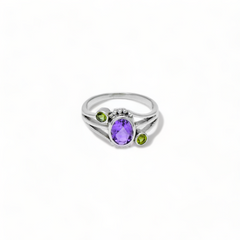 Sterling Silver Amethyst & Peridot Ring SSR198