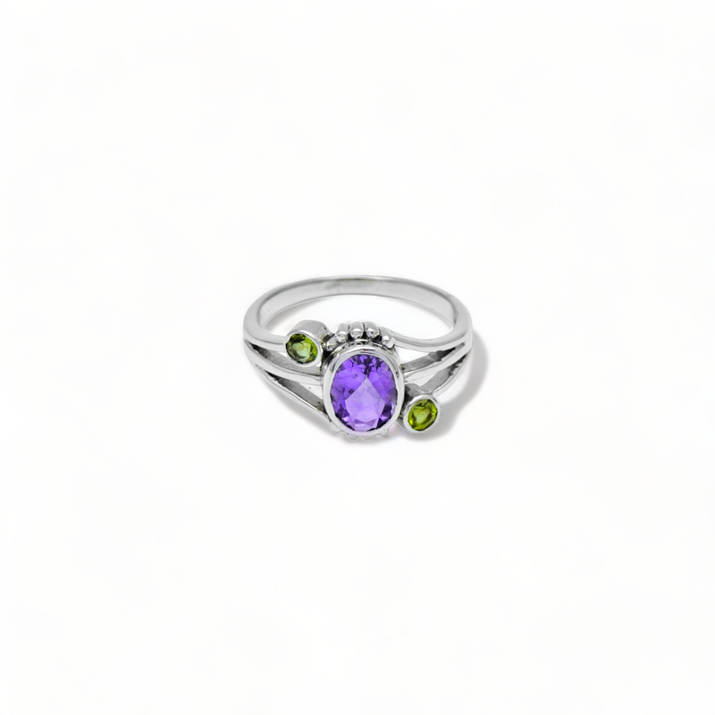 Sterling Silver Amethyst & Peridot Ring SSR198