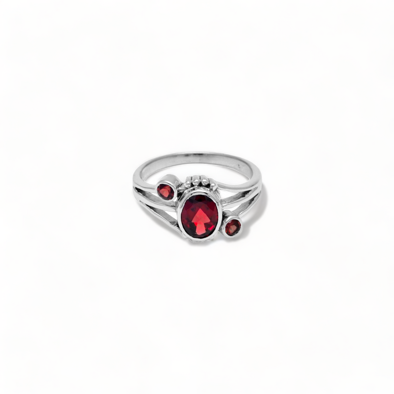 Sterling Silver Garnet Ring SSR198
