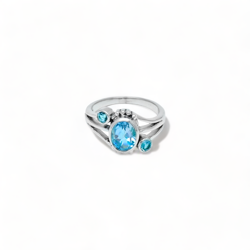 Sterling Silver Blue Topaz Ring SSR198