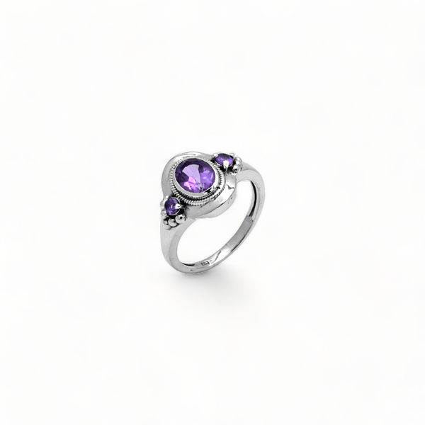 Sterling Silver Amethyst Ring SSR321