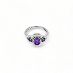 Sterling Silver Amethyst Ring SSR321