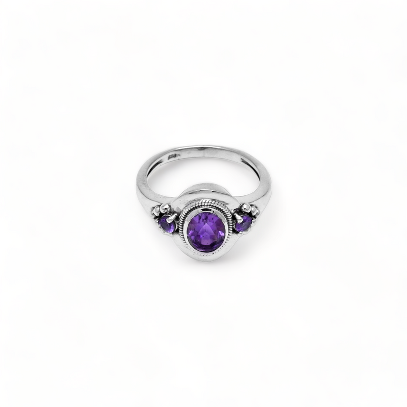 Sterling Silver Amethyst Ring SSR321