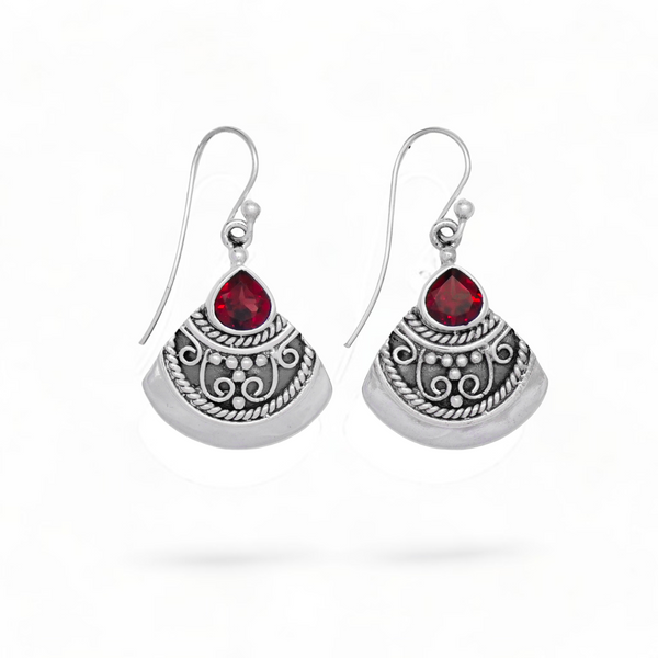 Sterling Silver Garnet Earrings SSER207