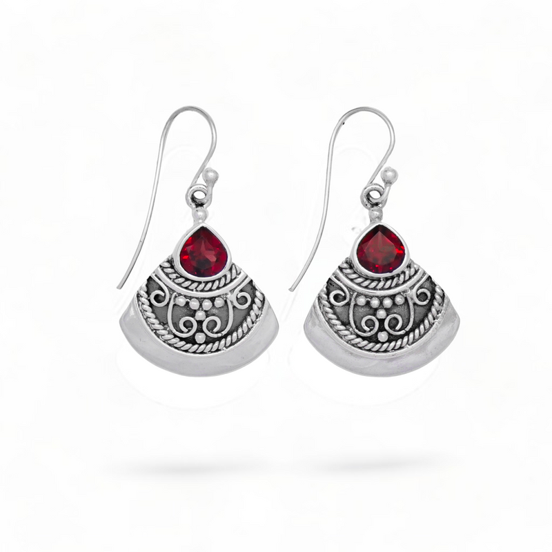 Sterling Silver Garnet Earrings SSER207