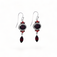 Sterling Silver Garnet Earrings SSER16