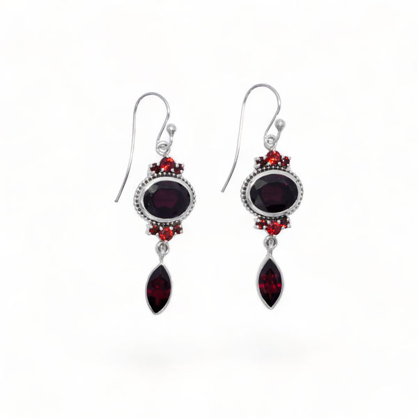 Sterling Silver Garnet Earrings SSER16