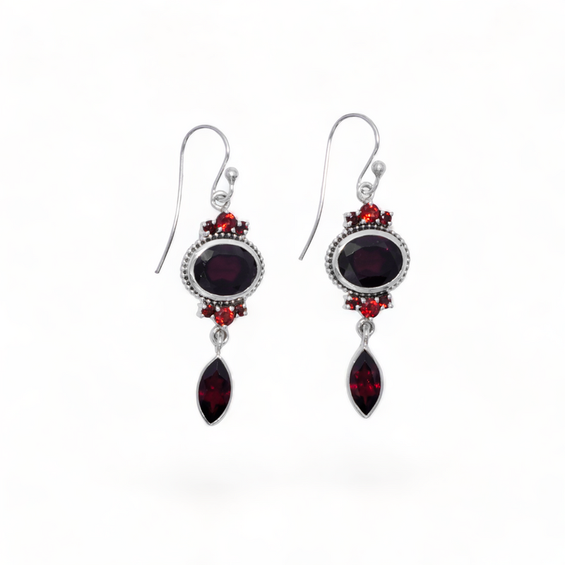 Sterling Silver Garnet Earrings SSER16