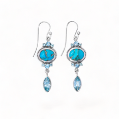 Sterling Silver Turquoise & Blue Topaz Earrings SSER16