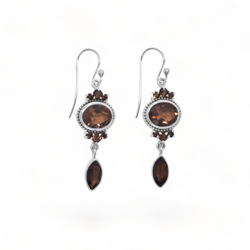 Sterling Silver Smoky Quartz Earrings SSER16