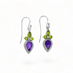 Sterling Silver Amethyst & Peridot Earrings SSER199