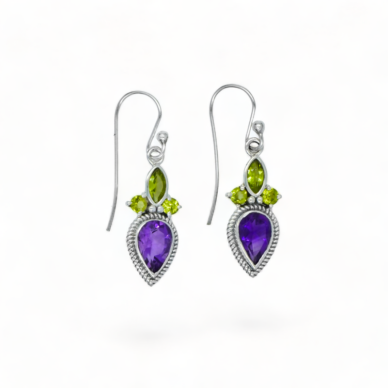 Sterling Silver Amethyst & Peridot Earrings SSER199