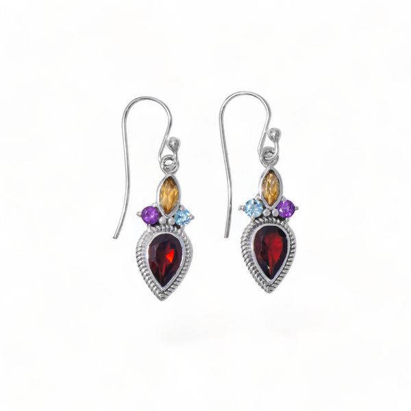 Sterling Silver Multi Gemstone Earrings SSER199